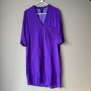 Helmut Lang sz M‎ purple button shift 100% silk dress